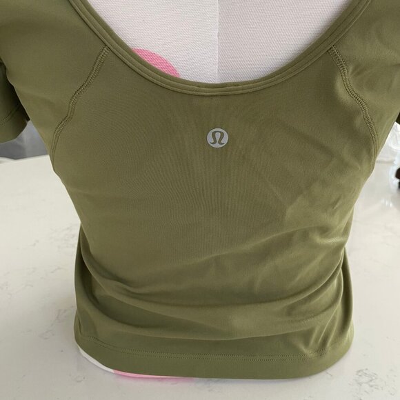 Lululemon Align SS Crop Nulu T Shirt Top Athletic Activewear Bronze Green Sz 8 - Picture 5 of 13